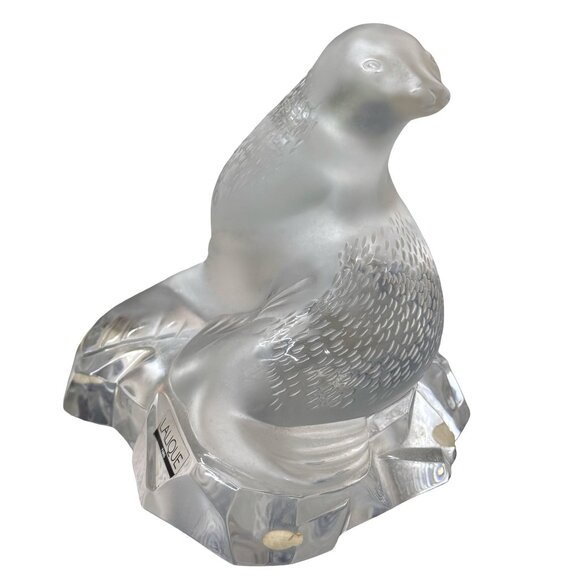 Lalique Crystal Seal Sea Lion Sculpture Signed Frosted Art Glass Original Stickr - Picture 3 of 10